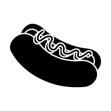 Fast food sosisli sandviç yemek kontur, illüstrasyon vektör