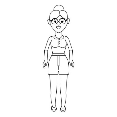 siluet yaşlı kadın saç modeli ve rahat bez, vektör çizim ile