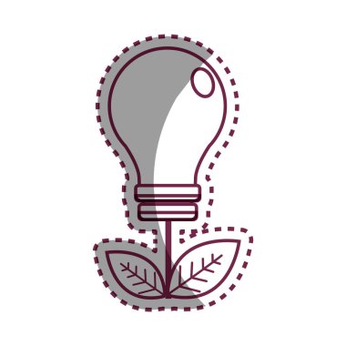 etiket enerji ampul yaprakları kutsal kişilerin resmi, vektör çizim ile