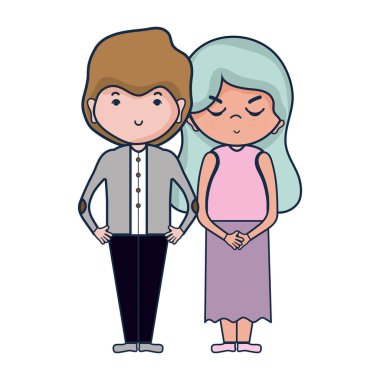 Güzellik çift ile birlikte saç modeli tasarım illüstrasyon vektör