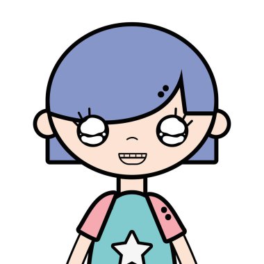 ihale kız çocuk pijama ve saç şekli vektör çizim ile