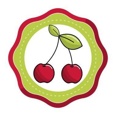 amblem etiket kiraz meyve simge stok, vektör tasarım görüntü illüstrasyon