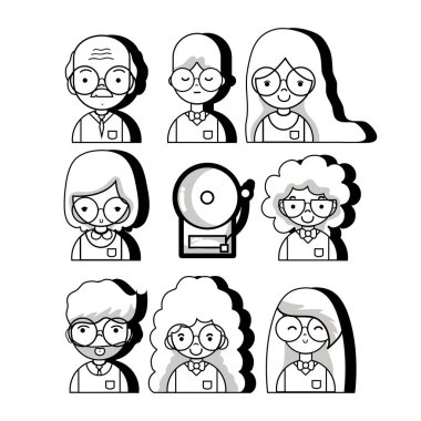 set öğrenciler arka okul vektör çizim öğrenmek için