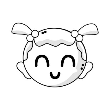 şirin bebek kız baş saç modeli tasarım vektör çizim ile satır