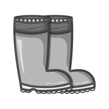 koruma ayakları vektör çizim nesnesine gri tonlamalı lastik çizmeler