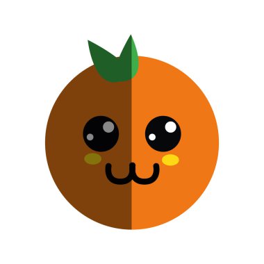 Kawaii güzel mutlu turuncu meyve, vektör çizim
