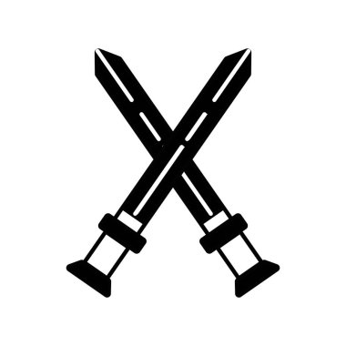 kontur videogame kılıç ve Ortaçağ silah vektör çizim