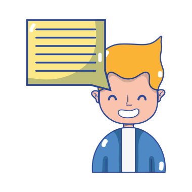 Erkek saç modeli ve sohbet kabarcık metin vektör çizim ile