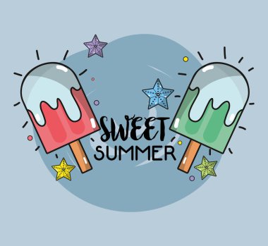 lezzetli buz yaz gün, vektör çizim pop