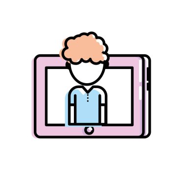 sosyal bağlantı vektör çizim ile tablet teknoloji