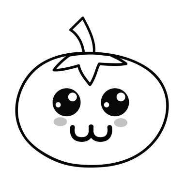 satır kawaii şirin mutlu Domates sebze, vektör çizim
