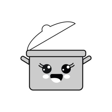 siluet kawaii güzel mutlu tencereye, vektör çizim tasarım