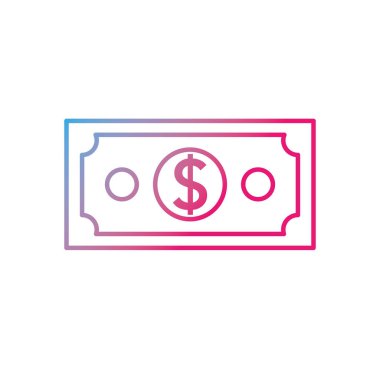 satır doları bill nakit para simge vektör çizim