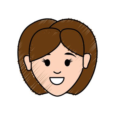 kadın kafa ve yüz saç modeli, vektör çizim tasarım ile