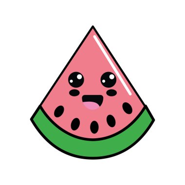 Kawaii güzel mutlu karpuz kutsal kişilerin resmi, vektör çizim
