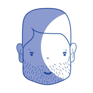 siluet adam yüz saç ve sakal vektör çizim ile