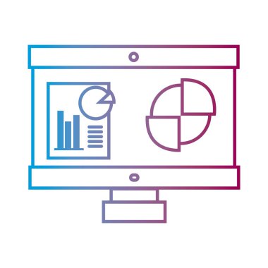 line bilgisayar şirket belge ve istatistik diyagramı vektör çizim ile,