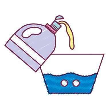 vektör çizim plashing yumuşatıcı şişe ile su kova tasarım