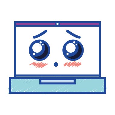 Kawaii şirin ihale dizüstü teknoloji vektör çizim