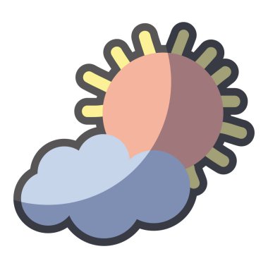 güzel güneş ve bulut hava, vektör çizim tasarım