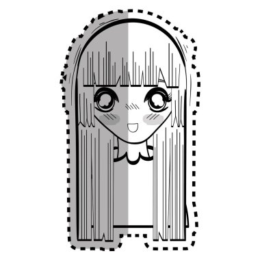 etiket anime güzel sürpriz kadın, vektör çizim tasarım