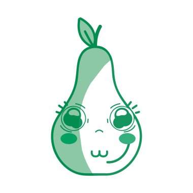 siluet kawaii şirin ihale armut meyve, vektör çizim