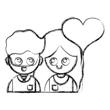 Çift birlikte ilişkiler romance ve balon kalp biçim vektör çizim