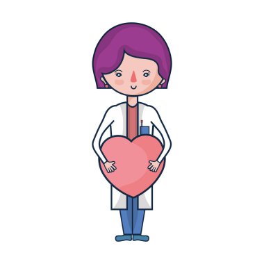 uzman kadın doktor kalp vektör çizim ile