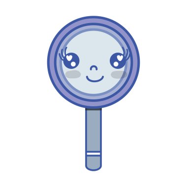 Kawaii şirin mutlu Büyüteç vektör çizim