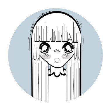 Anime güzel sürpriz kadın, vektör çizim tasarım