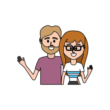 Çift birlikte rahat kıyafetler vektör çizim tasarım