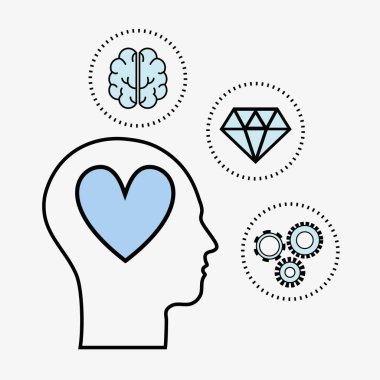 satır siluet baş kavramı ruh sağlığı, vektör çizim