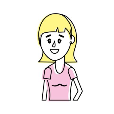 kadın saç modeli ve bluz tasarım vektör çizim ile