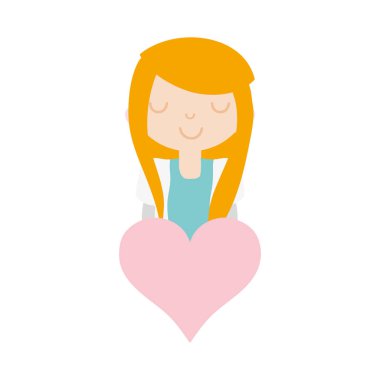 kız saç modeli deasign ve kalp simge vektör çizim ile