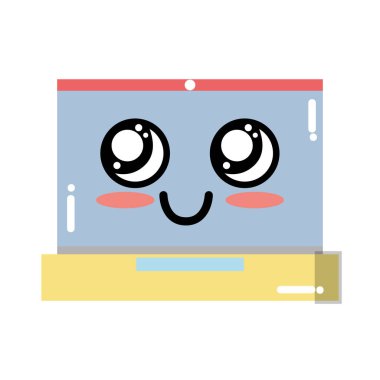 Kawaii şirin ihale dizüstü teknoloji vektör çizim