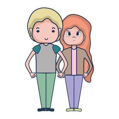 Güzellik çift ile birlikte saç modeli tasarım illüstrasyon vektör