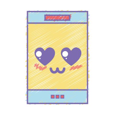 Kawaii şirin ihale smartphone teknoloji vektör çizim