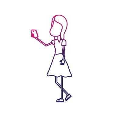 satır güzellik kadın saç modeli ve el vektör illustrtaion smartphone ile