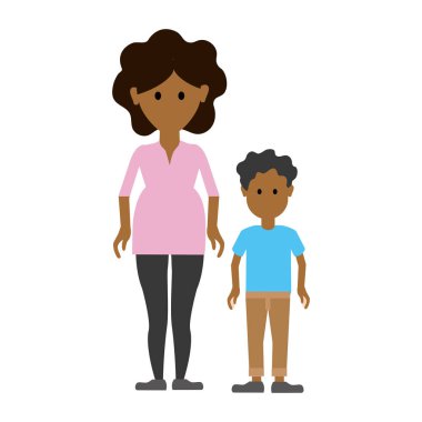 kadın anne ile oğlu ve rahat kumaş, illüstrasyon vektör