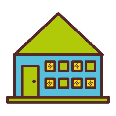 evin çatısı ve windows kapı vektör çizim ile