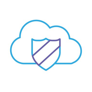 siluet bulut veri merkezi güvenlik kalkan vektör çizim ile