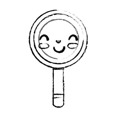Şekil kawaii şirin mutlu Büyüteç vektör çizim