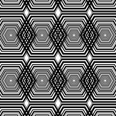 siyah ve beyaz altıgen geometrik desen arka plan, vektör çizim