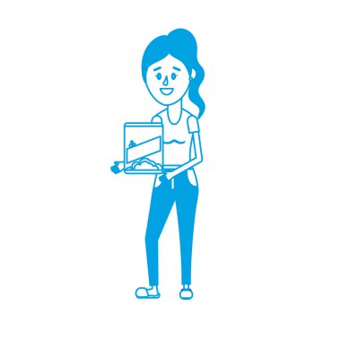 siluet kadınla el vektör çizim saç modeli ve deterjan kutusuna