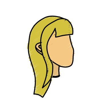 Güzellik kadını yüz saç modeli, vektör çizim ile