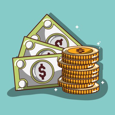 faturaları ve sikke ticaret corrency vektör çizim