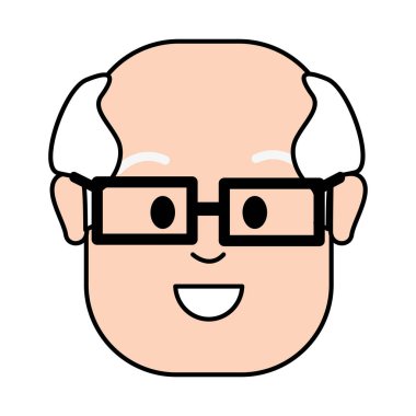 Yaşlı yüz adam gözlüklü, vektör çizim tasarım