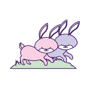 sevimli tavşan hayvan çift birlikte vektör çizim