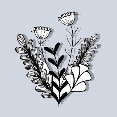 dalları ile yaprak ve çiçek yaprakları vektör çizim ile