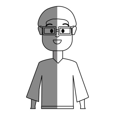 siluet mutlu adam gözlük ve gömlek, vektör çizim tasarım